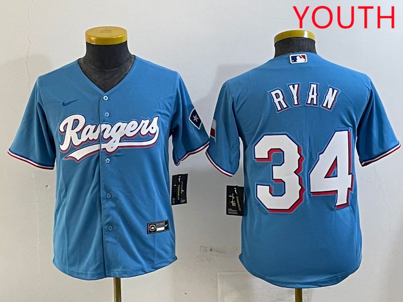 Youth Texas Rangers #34 Ryan Light Blue Game 2025 Nike MLB Jersey style 1->youth mlb jersey->Youth Jersey